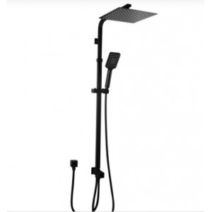 Vog Matte Black 10" Square Shower Station Top/Bottom Inlet